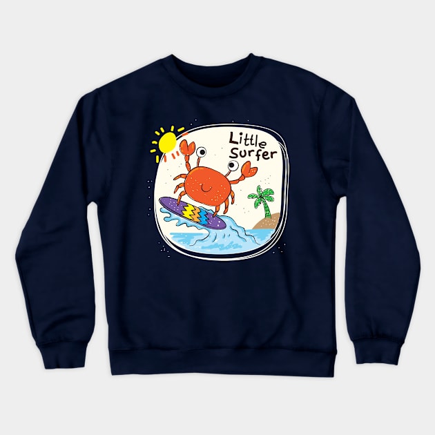 crab little surfer Crewneck Sweatshirt by Mako Design 